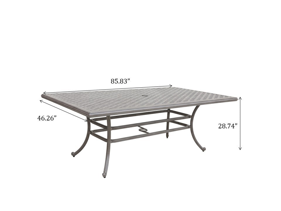 46X86 Inch Cast Aluminum Rectangle Table Grey Aluminium