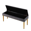 Large Storage Benches Set, Trim 2 In 1 Combination Benches, Tufted Velvet Benches With Gold Leg For Living Room, Entryway, Hallway, Bedroom Support 250Lbs Grey Fabric