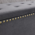 Large Storage Benches Set, Trim 2 In 1 Combination Benches, Tufted Velvet Benches With Gold Leg For Living Room, Entryway, Hallway, Bedroom Support 250Lbs Grey Fabric