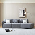 120'' Teddy Fabric Sofa, Modern Modular Sectional Couch, Button Tufted Seat Cushion For Living Room, Apartment & Office. Gray Grey Pine Foam Fabric