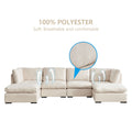 Modular Sofa With Ottoman,Filled With Down ,Soft Linen Fabric,Beige Beige Down Filling Fabric