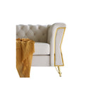 Modern Tufted Velvet Sofa 87.4 Inch For Living Room Beige Color Beige Velvet Wood Primary Living Space Tufted Back Modern Flared Arms Foam Velvet 2 Seat