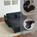Convertible Sofa Bed, 3 In 1 Versatile Velvet Double Sofa With Pullout Bed, Seat With Adjustable Backrest, Lumbar Pillows, And Living Room Side Pockets, 54 Inch, Black Black Brown Velvet Wood Primary Living Space Soft Pillow Back Delicate Duty American