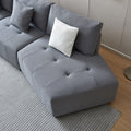 120'' Teddy Fabric Sofa, Modern Modular Sectional Couch, Button Tufted Seat Cushion For Living Room, Apartment & Office. Gray Grey Pine Foam Fabric