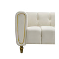 Modern Velvet Sofa 83.07 Inch For Living Room Beige Color Beige Velvet Wood Primary Living Space Tufted Back Modern Rolled Arms Foam Velvet 1 Seat