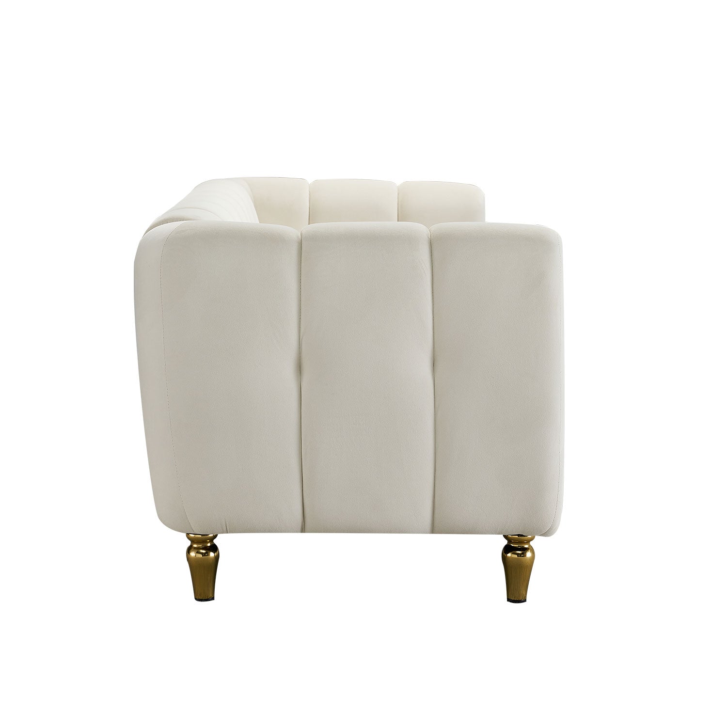 Modern Velvet Sofa 83.07 Inch For Living Room Beige Color Beige Velvet Wood Primary Living Space Tufted Back Modern Rolled Arms Foam Velvet 1 Seat