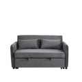 Convertible Sofa Bed, 3 In 1 Versatile Velvet Double Sofa With Pullout Bed, Seat With Adjustable Backrest, Lumbar Pillows, And Living Room Side Pockets, 54 Inch, Grey Brown Wood Primary Living Space Delicate Duty Eucalyptus 2 Seat Grey Velvet Soft Pillow