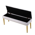 Large Storage Benches Set, Trim 2 In 1 Combination Benches, Tufted Velvet Benches With Gold Leg For Living Room, Entryway, Hallway, Bedroom Support 250Lbs Light Gray Fabric