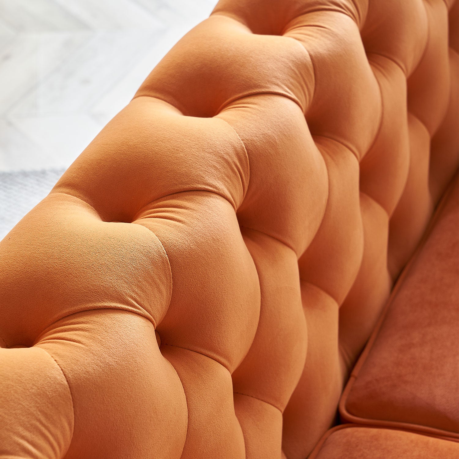 Modern Tufted Velvet Sofa 87.4 Inch For Living Room Orange Color Orange Velvet Wood Primary Living Space Tufted Back Modern Flared Arms Foam Velvet 2 Seat