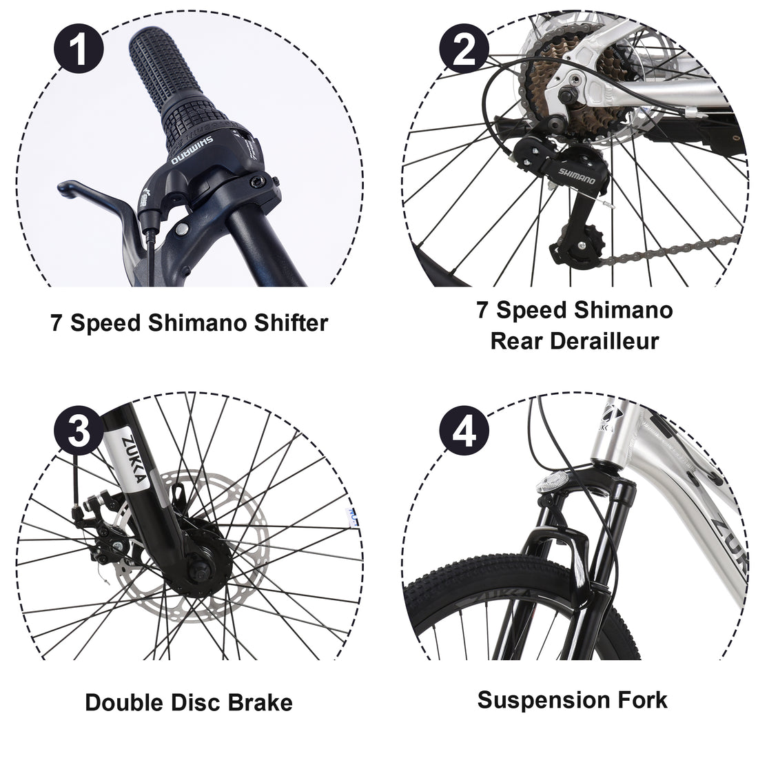 Mountain Bike For Girls And Boys Mountain 24 Inch Shimano 7 Speed Bike Cycling Silver Garden & Outdoor Aluminium Alloy