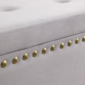 Large Storage Benches Set, Trim 2 In 1 Combination Benches, Tufted Velvet Benches With Gold Leg For Living Room, Entryway, Hallway, Bedroom Support 250Lbs Light Gray Fabric