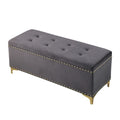 Large Storage Benches Set, Trim 2 In 1 Combination Benches, Tufted Velvet Benches With Gold Leg For Living Room, Entryway, Hallway, Bedroom Support 250Lbs Grey Fabric