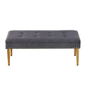 Large Storage Benches Set, Trim 2 In 1 Combination Benches, Tufted Velvet Benches With Gold Leg For Living Room, Entryway, Hallway, Bedroom Support 250Lbs Grey Fabric