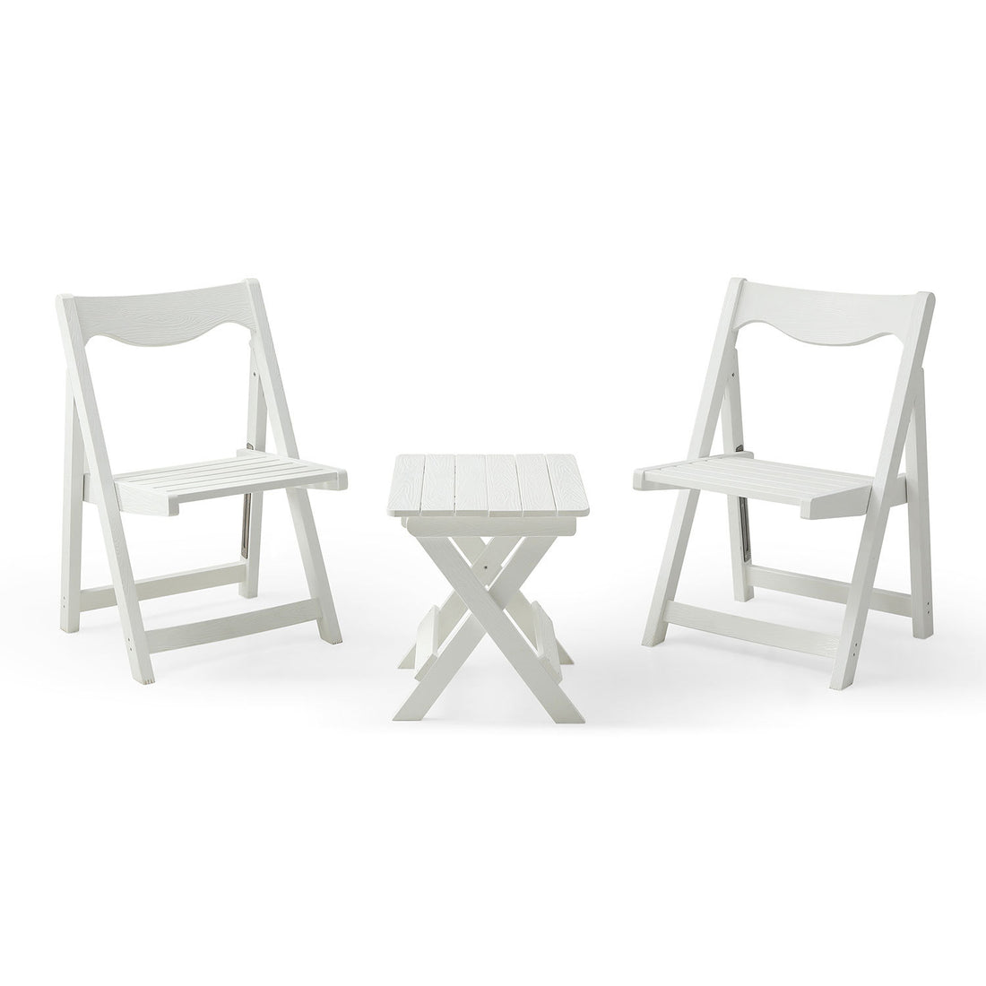 Hips Foldable Small Table And Chair Set With 2 Chairs And Rectangular Table White White Hdpe