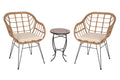 3 Pieces Outdoor Conversation Set, Patio Bistro Sets With 2 Pe Wicker Chairs And Coffee Table For Backyard Natural Wicker