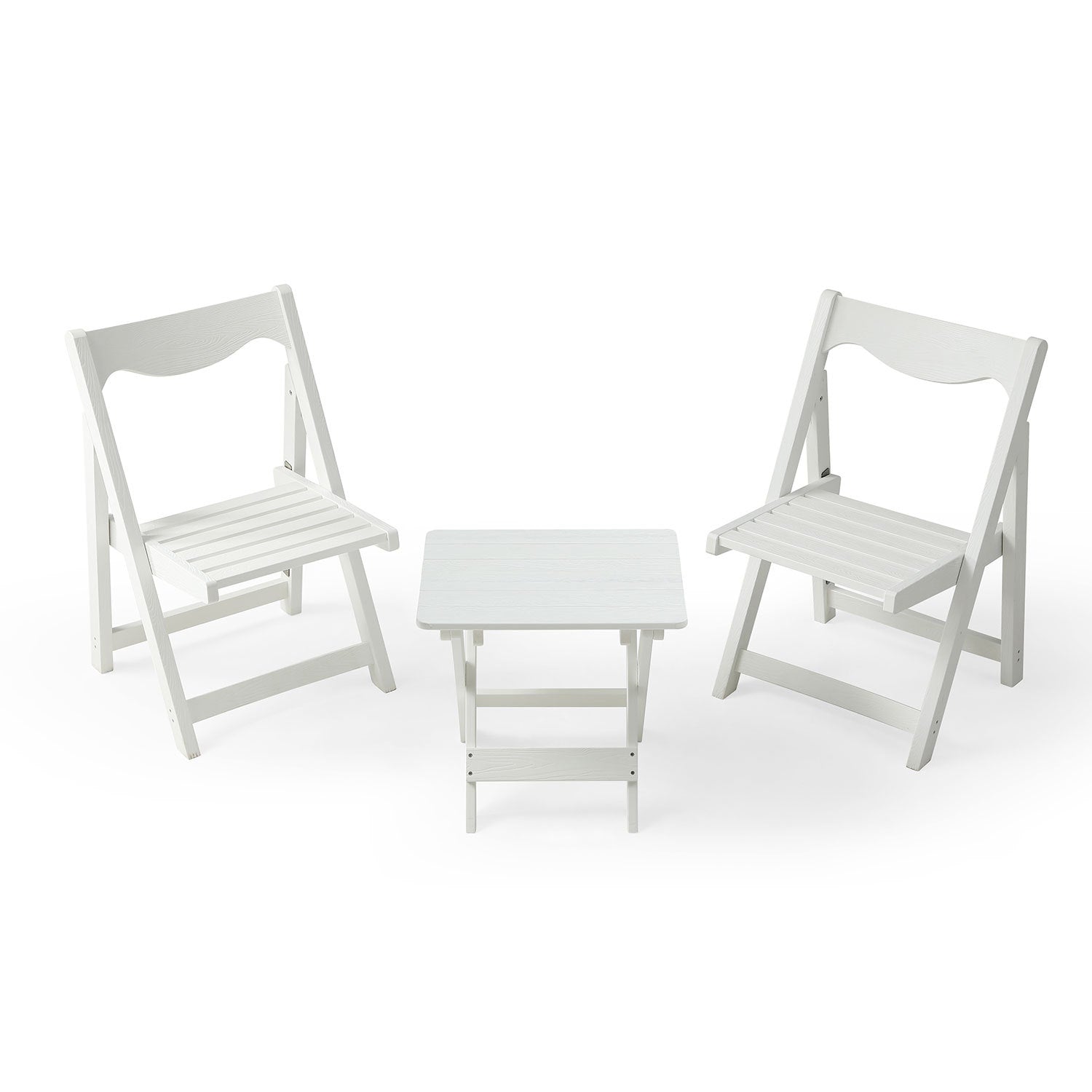 Hips Foldable Small Table And Chair Set With 2 Chairs And Rectangular Table White White Hdpe