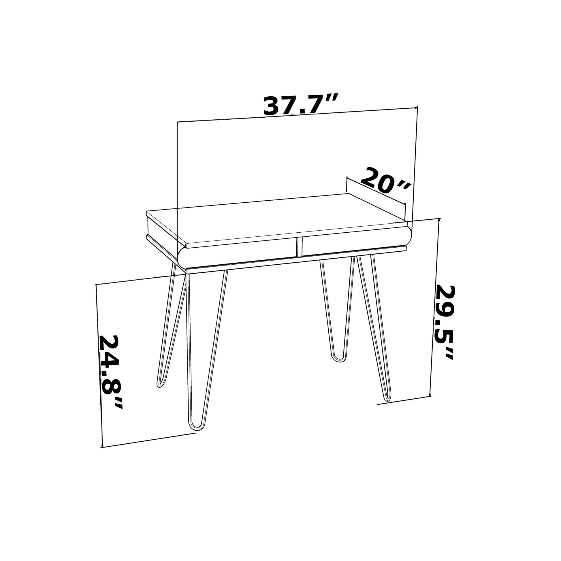 Lora Metal Legs 2 Tier Modern Desk Plain Light Oak Wood