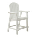 Hips Bar Chair With Armrest,Patio Bar Chair Set Of 2, White Matte White Hdpe