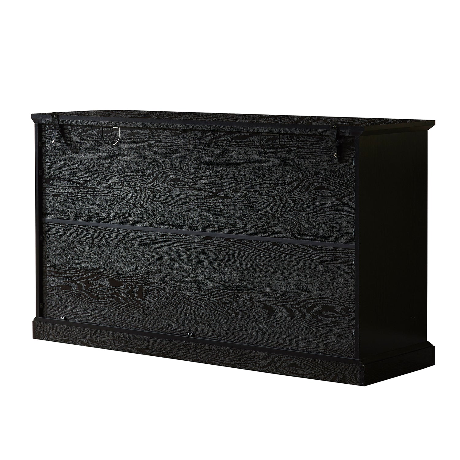 53" Tv Console Storage Buffet Cabinet Sideboard, Black Wood Grain Finish Black Dining Room Adjustabel Shelves Mdf Glass