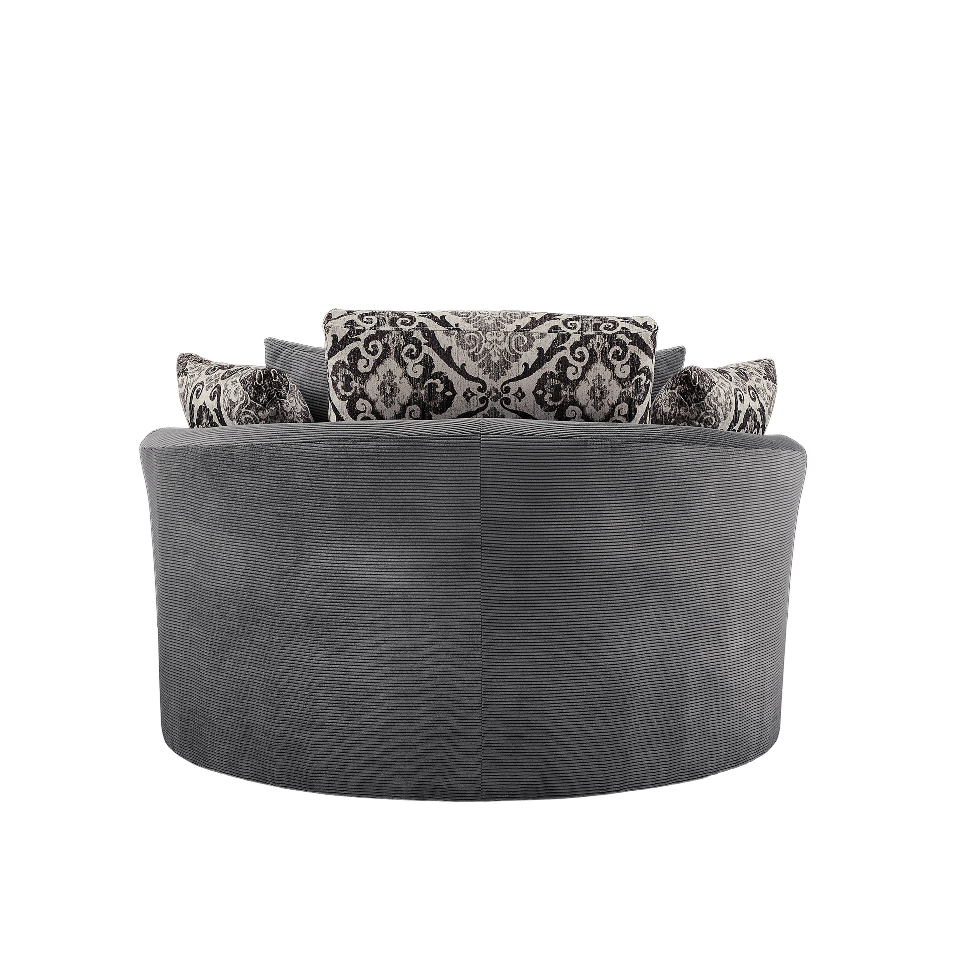 Swivel Accent Barrel Chair With 5 Movable Pillow 360 Degree Swivel Round Sofa Chair For Living Room,Bedroom, Hotel, Grey Grey Foam Corduroy