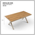 70.87Inch Rectangular Dining Table With X Shape Aluminum Table Leg Metal Base, Teak Light Teak Hdpe