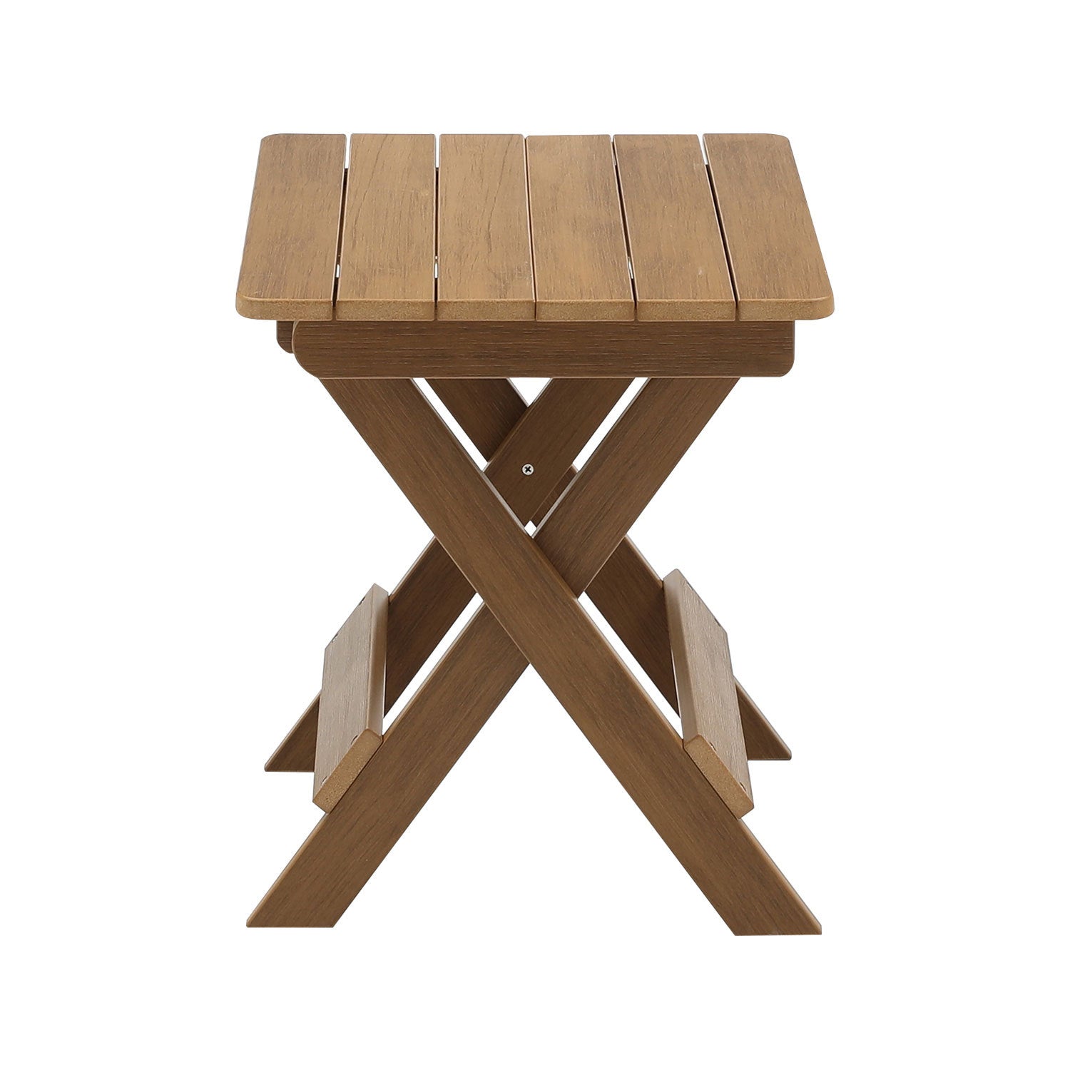 Hips Material Outdoor Bistro Set Foldable Small Table And Chair Set With 2 Chairs And Rectangular Table, Teak Teak Hdpe