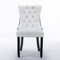 Nikki Collection Modern, High End Tufted Solid Wood Contemporary Pu And Velvet Upholstered Dining Chair With Wood Legs Trim 2 Pcs Set, White Light Blue, Sw2101Wl White Pu Dining Room American Design Rubberwood Foam Pu Leather