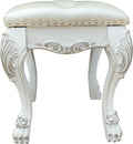 Dresden Vanity Stool In Pu & Bone White Finish Bd01679 White Pu