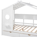 Wooden Full Size House Bed With 2 Drawers,Kids Bed With Storage Shelf, White Full White Solid Wood