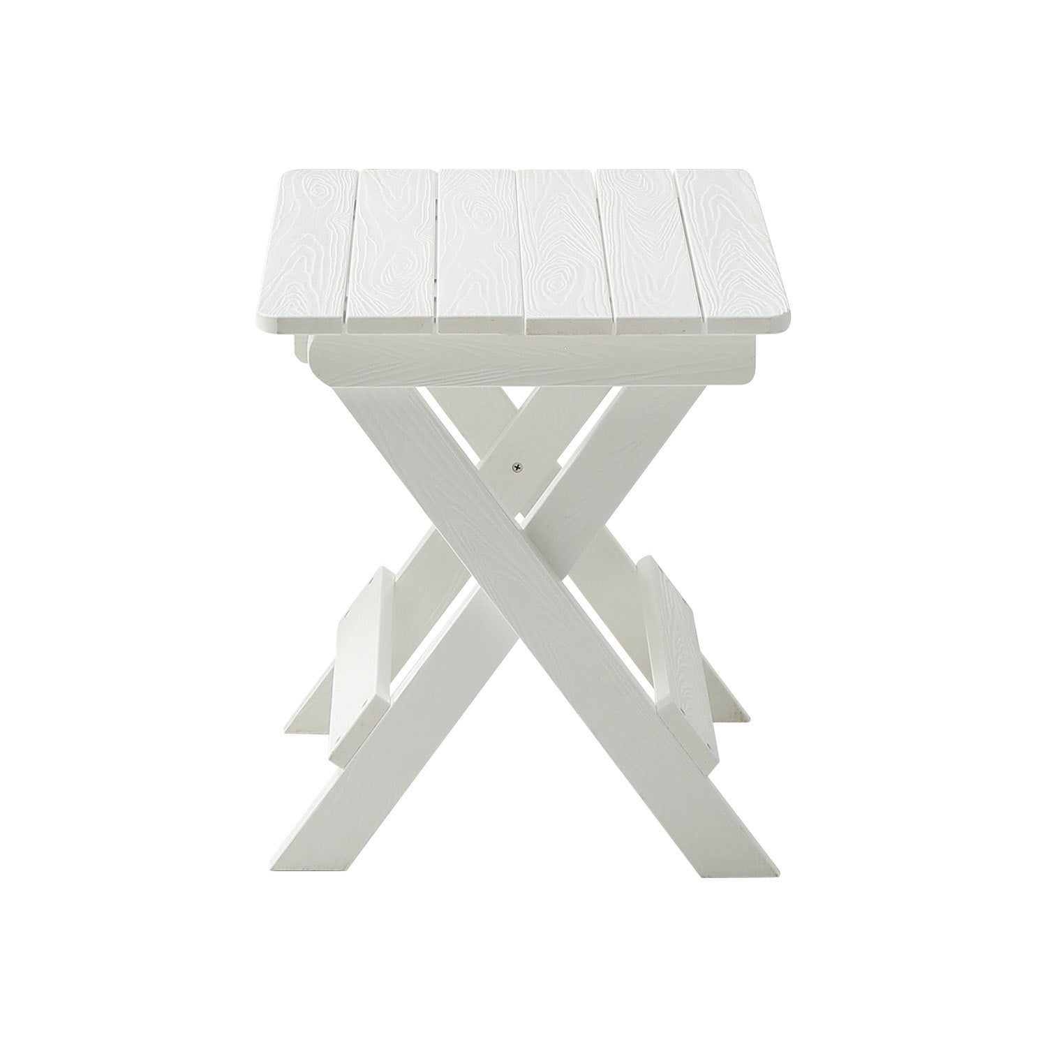 Hips Foldable Small Table And Chair Set With 2 Chairs And Rectangular Table White White Hdpe