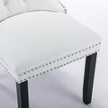 Nikki Collection Modern, High End Tufted Solid Wood Contemporary Pu And Velvet Upholstered Dining Chair With Wood Legs Trim 2 Pcs Set, White Light Blue, Sw2101Wl White Pu Dining Room American Design Rubberwood Foam Pu Leather