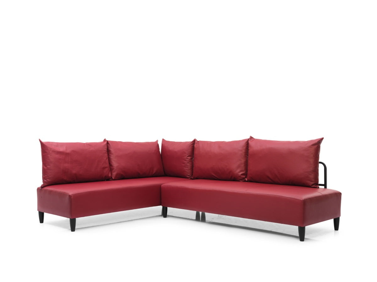 Inferno Metal Frame Vynil Upholstered Sectional For Living Room Burgundy Metal