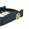 Full Size Race Car Shaped Platform Bed With Wheels And Storage, Dark Blue Yellow Box Spring Not Required Full Dark Blue Wood Bedroom Bed Frame Solid Wood Mdf