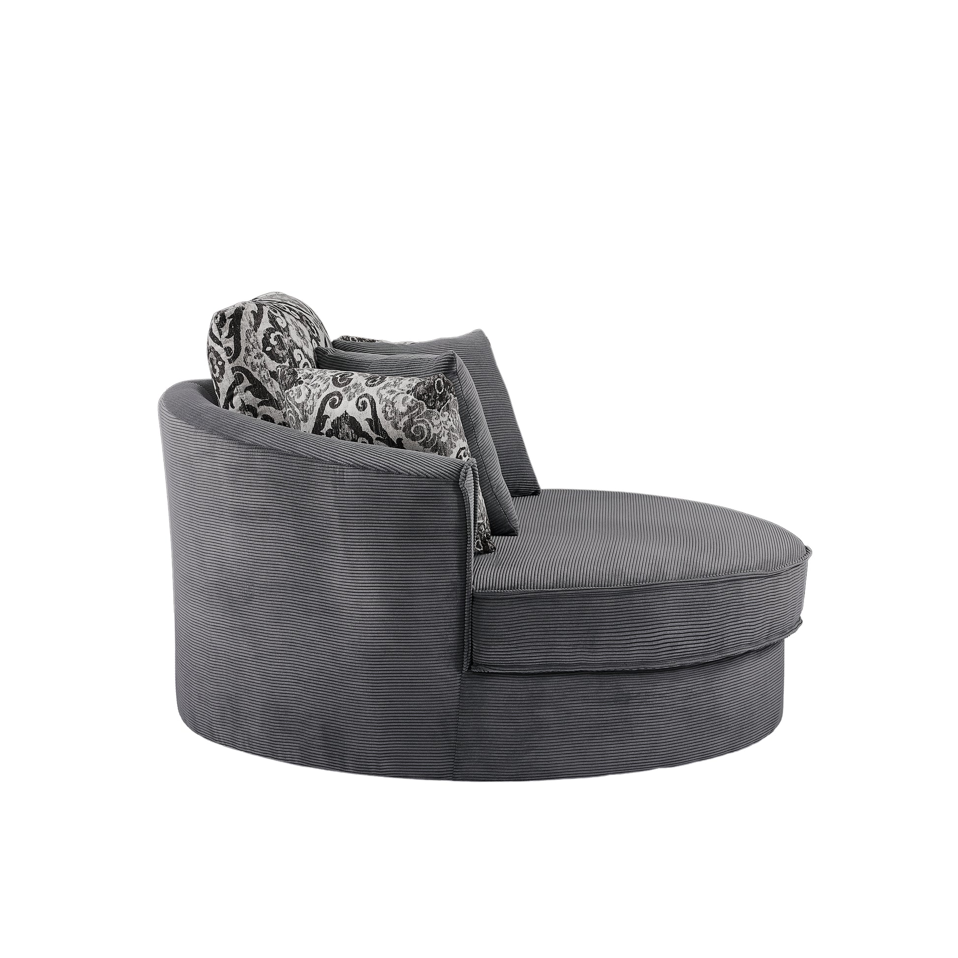 Swivel Accent Barrel Chair With 5 Movable Pillow 360 Degree Swivel Round Sofa Chair For Living Room,Bedroom, Hotel, Grey Grey Foam Corduroy