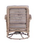 3 Pieces Outdoor Wicker Swive Rocking Chair Set, Patio Bistro Sets With 2 Rattan Rocker Chairs And Glass Coffee Table For Backyard Natural Wicker
