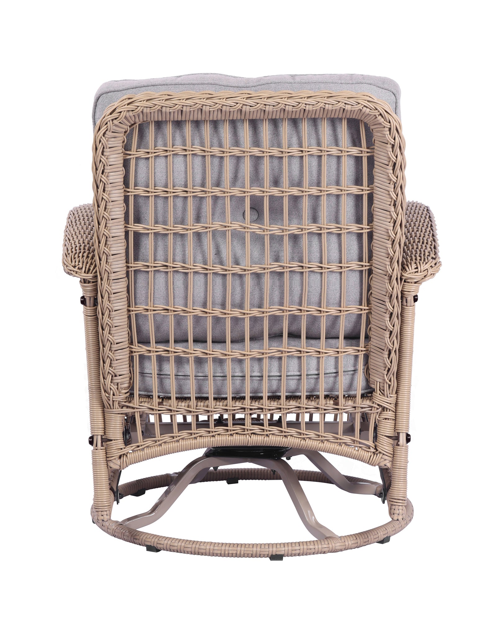 3 Pieces Outdoor Wicker Swive Rocking Chair Set, Patio Bistro Sets With 2 Rattan Rocker Chairs And Glass Coffee Table For Backyard Natural Wicker