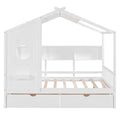 Wooden Full Size House Bed With 2 Drawers,Kids Bed With Storage Shelf, White Full White Solid Wood