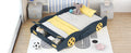 Full Size Race Car Shaped Platform Bed With Wheels And Storage, Dark Blue Yellow Box Spring Not Required Full Dark Blue Wood Bedroom Bed Frame Solid Wood Mdf