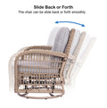 3 Pieces Outdoor Wicker Swive Rocking Chair Set, Patio Bistro Sets With 2 Rattan Rocker Chairs And Glass Coffee Table For Backyard Natural Wicker