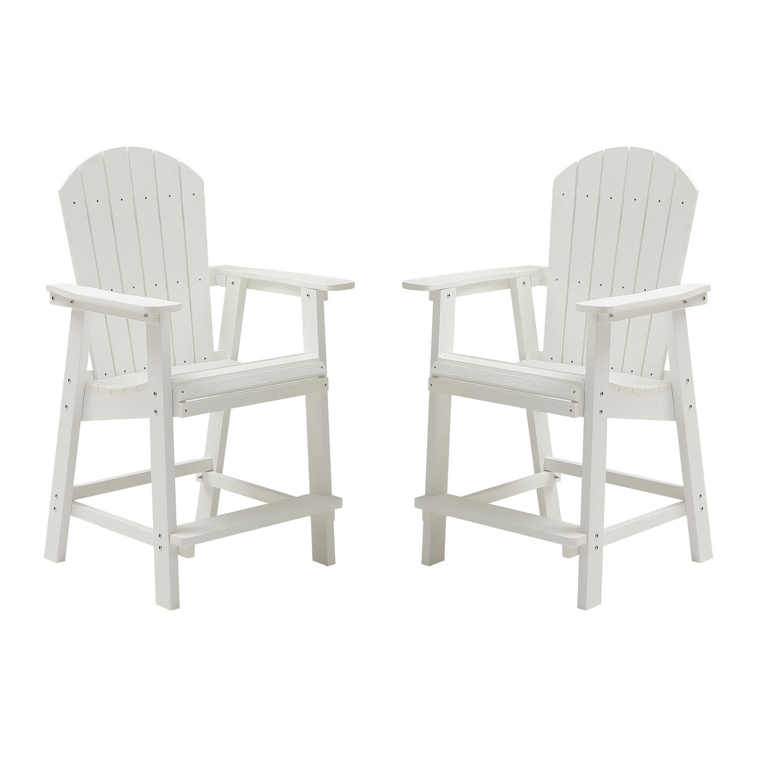 Hips Bar Chair With Armrest,Patio Bar Chair Set Of 2, White Matte White Hdpe