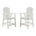 Hips Bar Chair With Armrest,Patio Bar Chair Set Of 2, White Matte White Hdpe