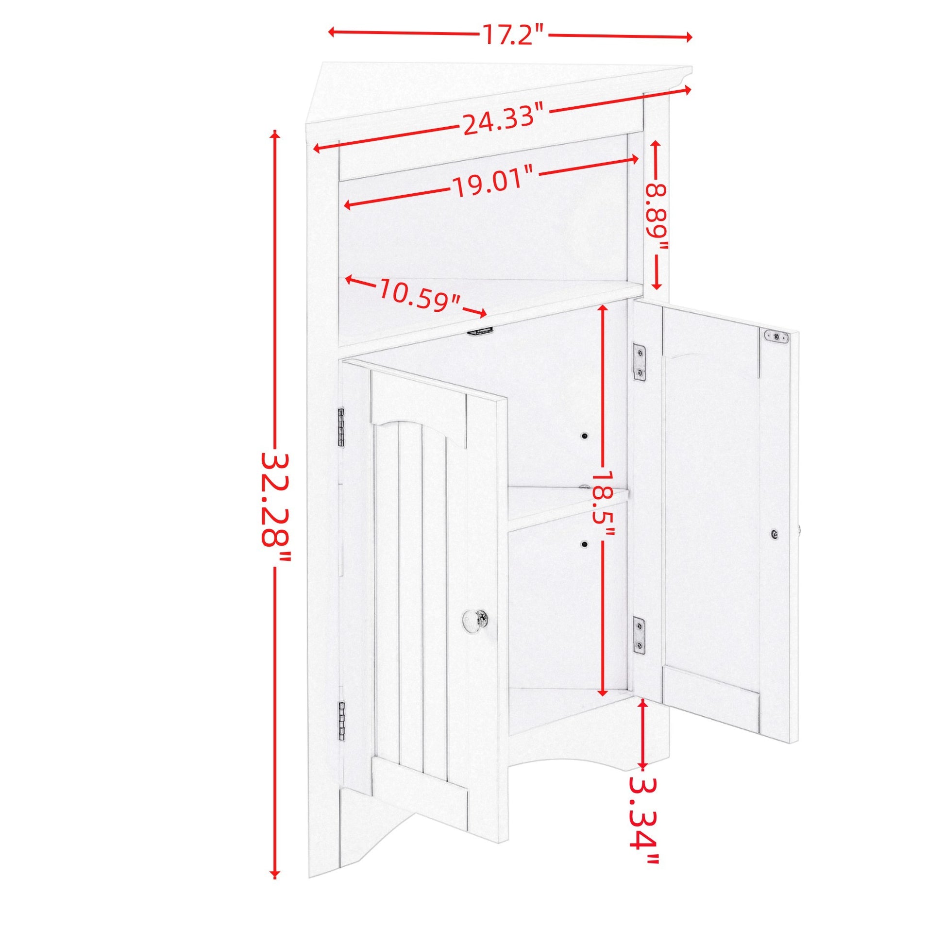 Sideboard Cabinet,Corner Cabinet,Bathroom Floor Corner Cabinet With Doors And Shelves, Kitchen, Living Room,Free Standing Storage Cabinet For Bathroom White Mdf