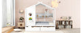 Wooden Full Size House Bed With 2 Drawers,Kids Bed With Storage Shelf, White Full White Solid Wood