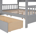 Wooden Full Size House Bed With 2 Drawers,Kids Bed With Storage Shelf, Gray Full Gray Solid Wood