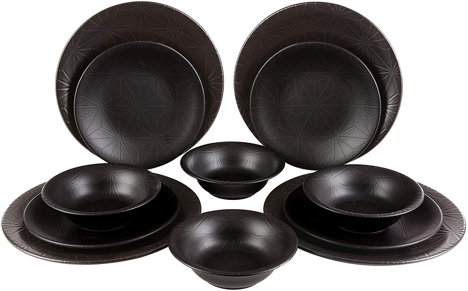 Fulya 12 Pieces Dinnerware Set Black Porcelain