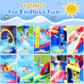 10 In1 Inflatable Slide Water Park Bouncing House Garden With Splash Pool & Water& Basketball & Climbing Wall & Dual Pools & Soccer Multicolor Oxford Fabric