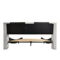 Faux Leather Upholstered Platform Bed Frame With Led Lighting, Bluetooth Connection To Play Music Control, Backrest Vibration Massage, Curve Design, Wood Slat Support, One Carton Package, Queen White Mdf