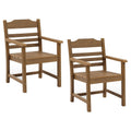 Patio Dining Chair With Armset Set Of 2, Hips Materialwith Imitation Wood Grain Wexture Chair For Deck Pool Backyard, Teak Light Teak Hdpe