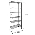 Yssoa Heavy Duty 6 Shelf Shelving With Wheels, With Hanging Hooks, Wire Shelving, Adjustable Storage Units, 17'' D X 11'' W X 63'' H, 6 Tier, Black Black Aluminum