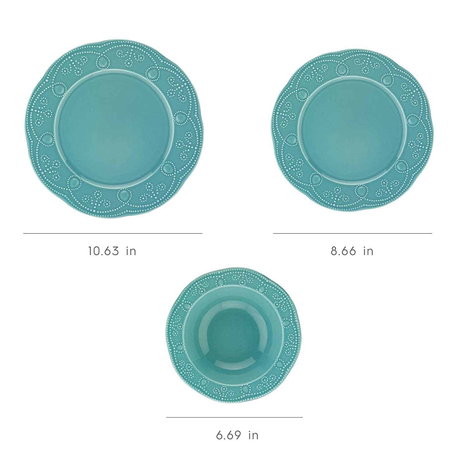 Fulya 12 Pieces Dinnerware Set Turquoise Porcelain